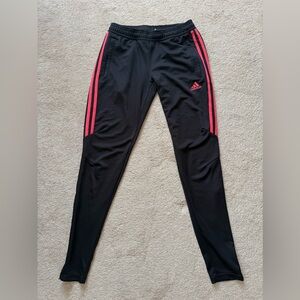 adidas Black Joggers with Pink Side Stripes
